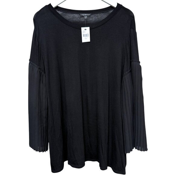 LANE BRYANT Womens Top Plus Size 22/24 Sheer Pleat Flowy Sleeves Tee NWT - Picture 1 of 9